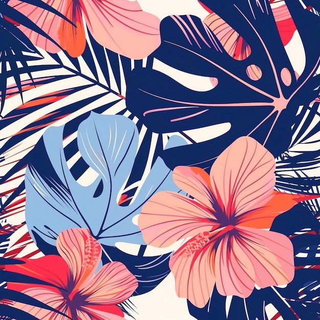 Гавайская графика Гавайская рубашка Бесшовный рисунок для одежды и декоративной работы генеративное искусство
