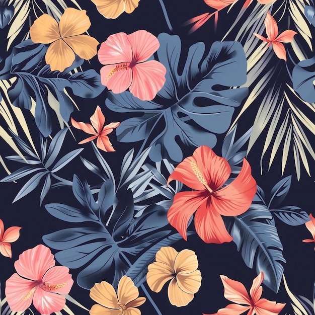 Hawaiian graphics Hawaiian shirt Seamless pattern For clothing and decorative work generative ai art