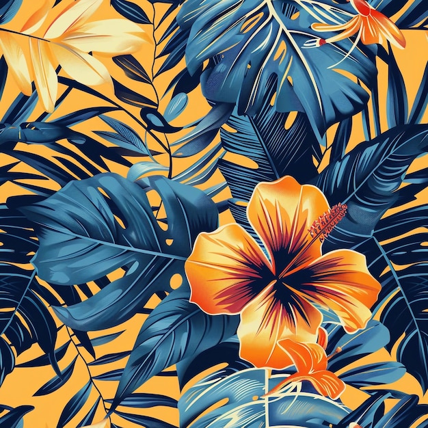 Гавайская графика Гавайская рубашка Бесшовный рисунок для одежды и декоративной работы генеративное искусство