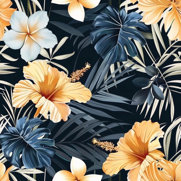 Hawaiian graphics Hawaiian shirt Seamless pattern For clothing and decorative work generative ai art