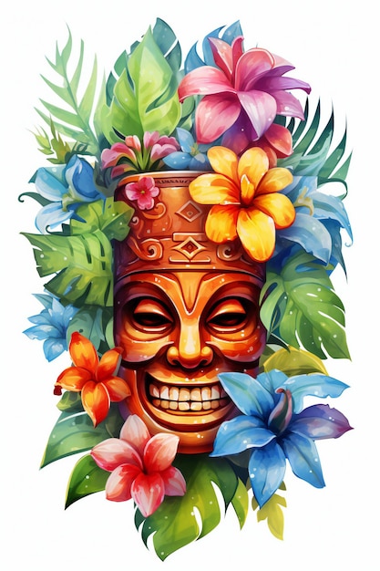 Гавайская маска тики графическая иллюстрация