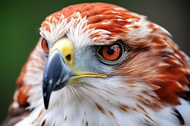 Hawk with its distinctive feather patterns in focus