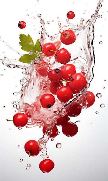 Hawthorn Berry with water splashing isolated on white background