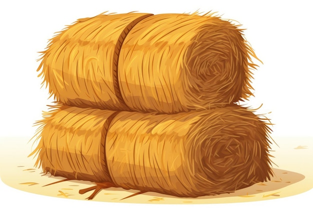 Hay bale representing harvest time on a farm with tied straw haystacks