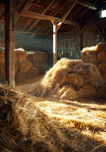 Photo hay bales in barn a pile of hay in the barn