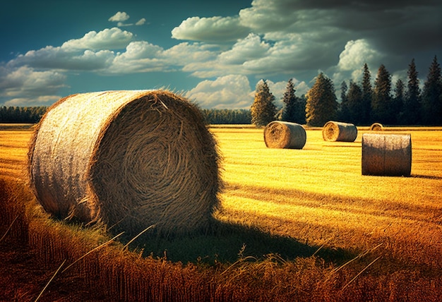 Photo haystack in the field ai generated