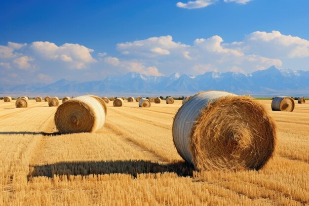 haystacks on the field