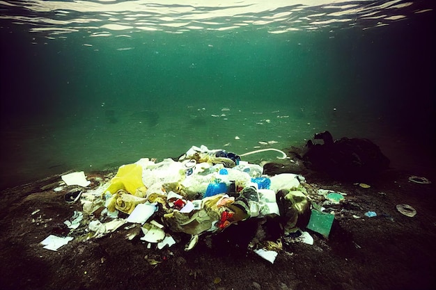 Hazard environmental problem of polluted sea or ocean\
bottom