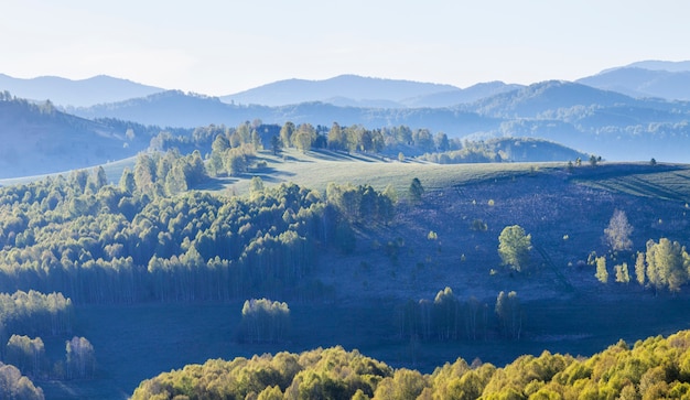 Haze in the mountains on a spring evening