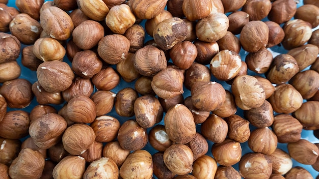 Hazelnoot achtergrond Veel noten Hazelnoot zonder dop