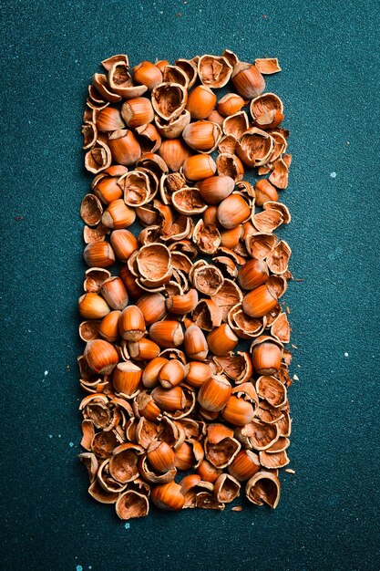 Foto hazelnoten achtergrond biologische gezonde noten close up