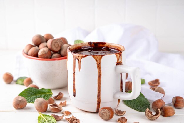 Hazelnut hot chocolate drink