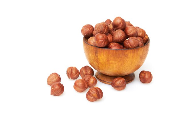 Hazelnut on a white background