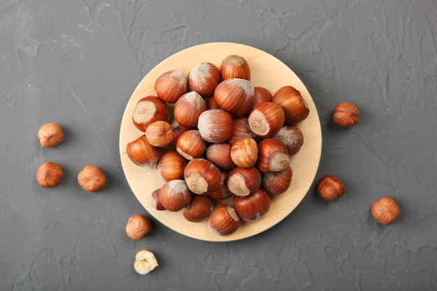 Hazelnuts closeup on the table minimalism place for text