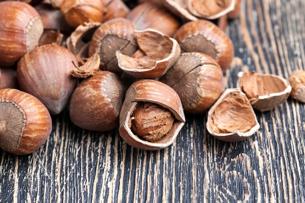 Hazelnuts peeled from the shell