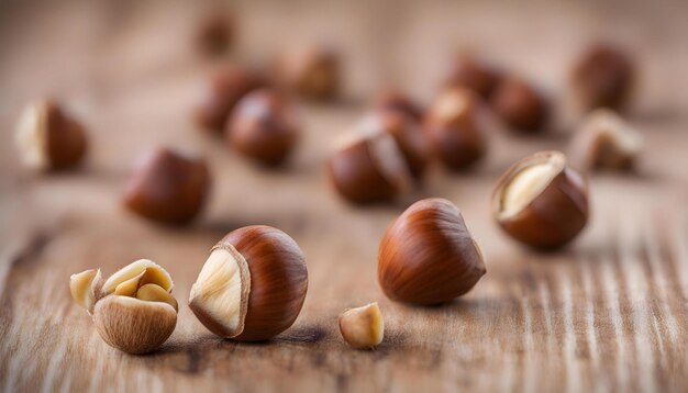 Hazelnuts on table