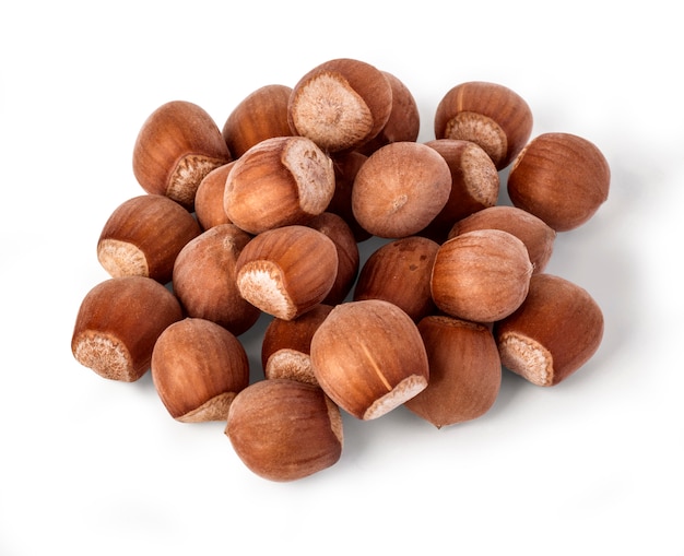 Hazelnuts on a white isolated