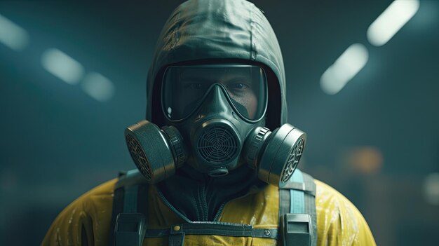 Hazmat specialist soldier digital art illustration Generative AI