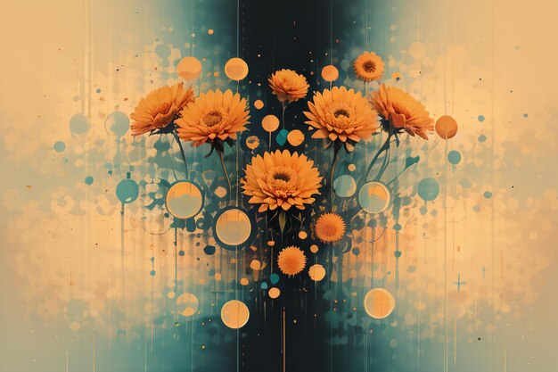 Hazy abstract chrysanthemum sunflower flowers design business poster background illustration