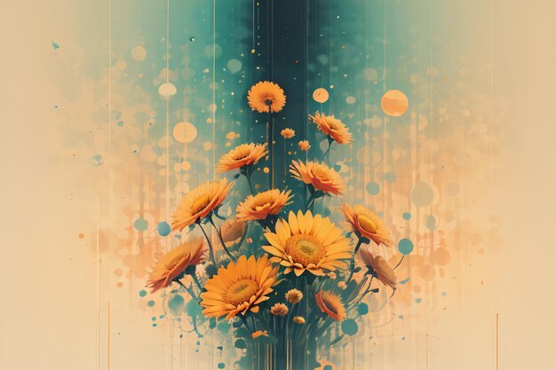 Туманные абстрактные хризантемы подсолнечника цветы дизайн бизнес-плакат фоновая иллюстрация