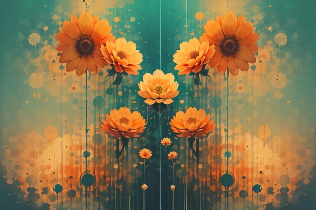 Hazy abstract chrysanthemum sunflower flowers design business poster background illustration