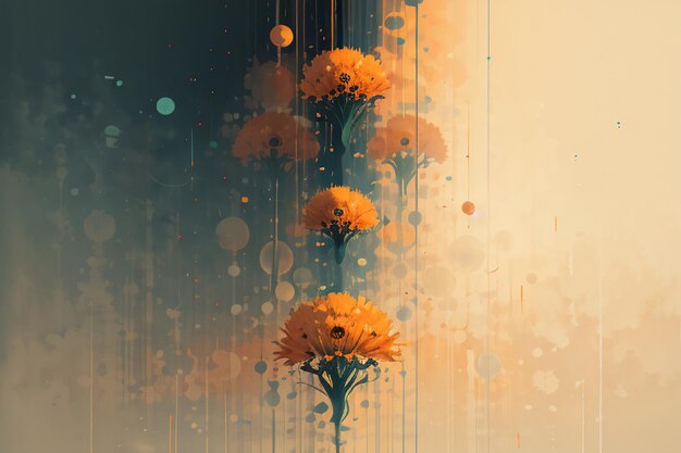 Hazy abstract chrysanthemum sunflower flowers design business poster background illustration