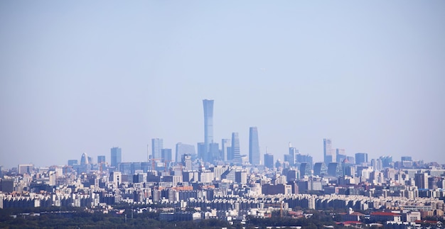 Photo hazy panorama of beijing urban area beijing china