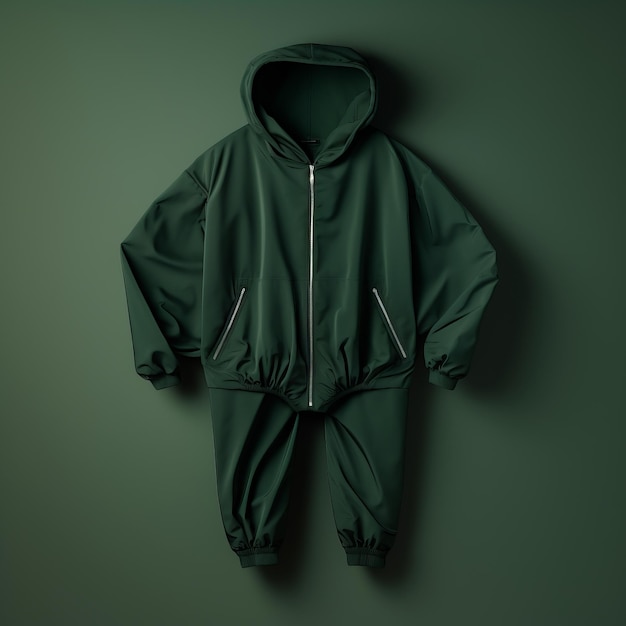 Photo hd 3d realistic forest green rainsuit with minimalistic style