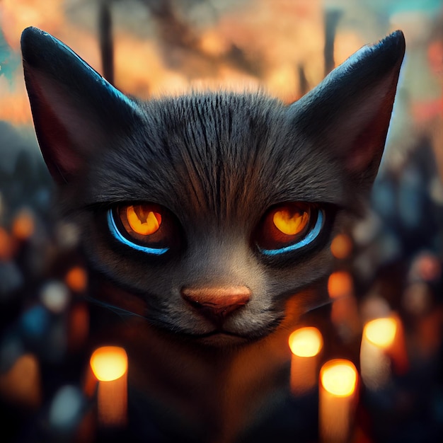 HD angry warrior cat realistic art image