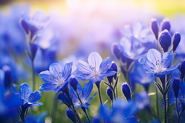 HD Blauwe bloemen achtergrond behang