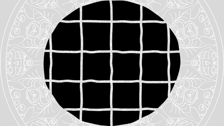 Photo hd freehand pen scribble grid line with mandala background design 1
