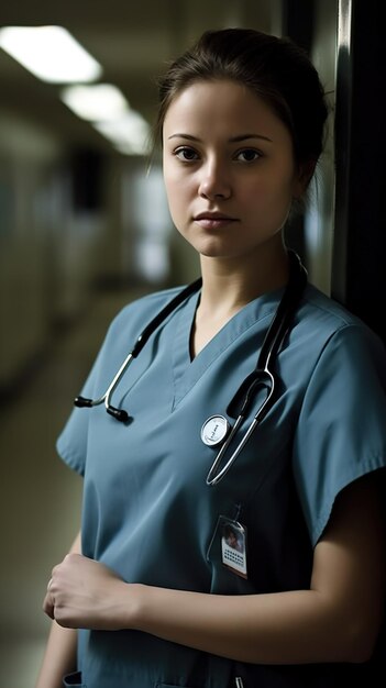 HD photo of female nurse with stethoscope