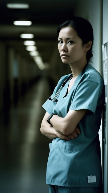 HD photo of female nurse with stethoscope