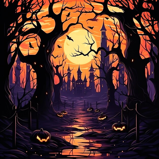 Hd platte boze pompoenen halloween illustratie gegenereerd door AI