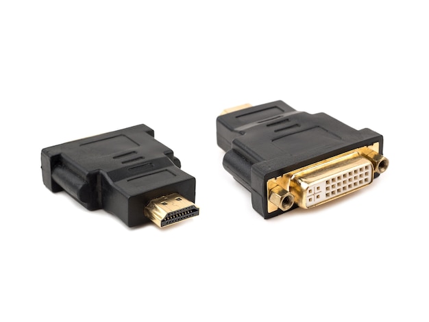 HDMI TO DVI-I Port converter on white background