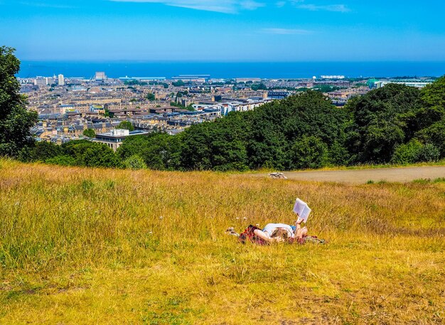 HDR Aerial view of Edinburgh from Calton Hill