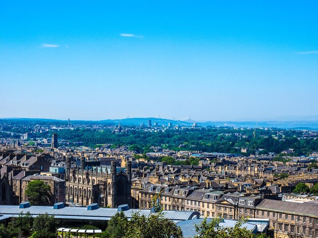 HDR Aerial view of Edinburgh from Calton Hill