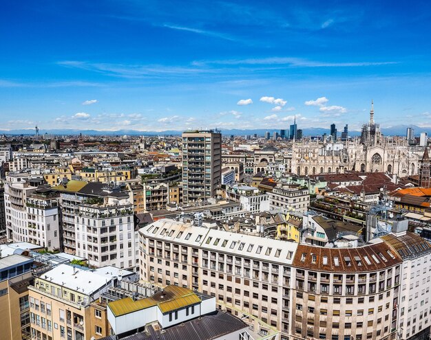 HDR Aerial view of Milan Italy