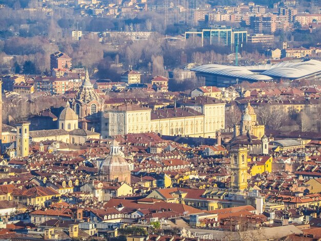 HDR Aerial view of Turin city centre