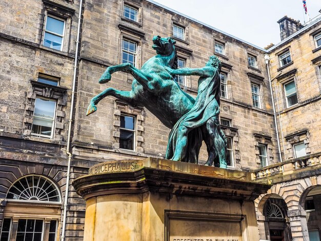 HDR Alexander and Bucephalus statue in Edinburgh