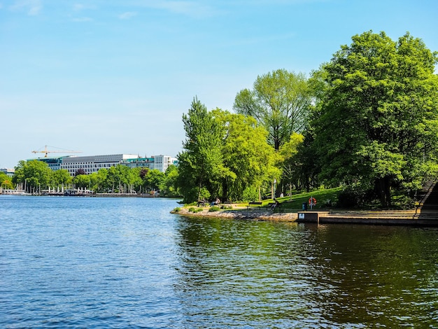 Photo hdr aussenalster outer alster lake in hamburg