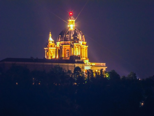 HDR Basilica di Superga at night in Turin