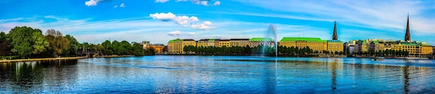 HDR Binnenalster Inner Alster lake in Hamburg