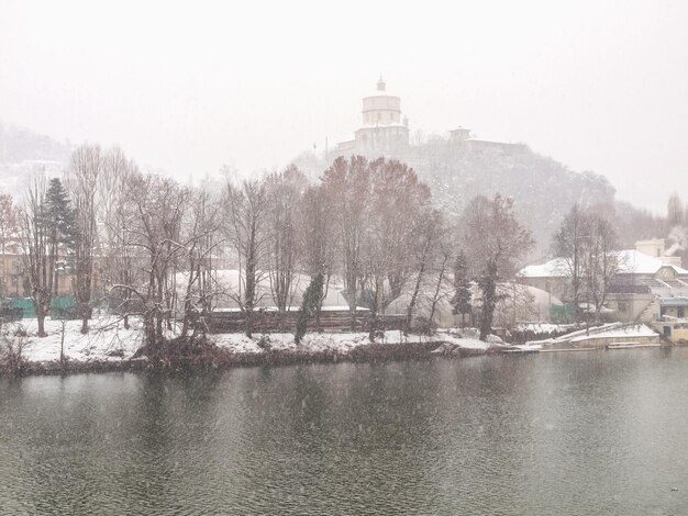 HDR Cappuccini church under snow Turin