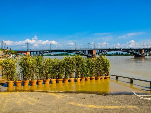 HDR River Rhine flood in Mainz Germany