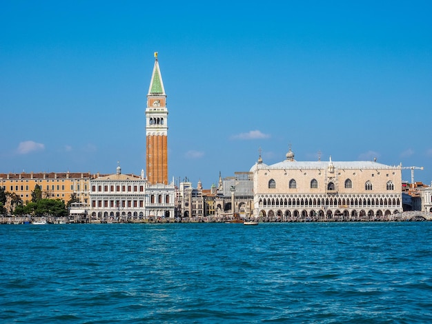 HDR St Mark square seen fron St Mark basin in Venice