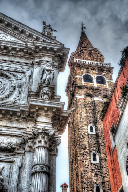 Hdr steeple and church in Venice Italy