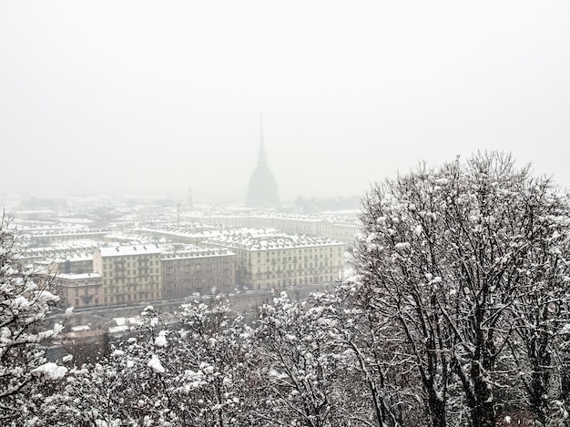 HDR Turijn uitzicht onder de sneeuw