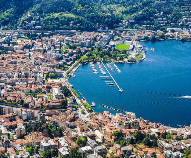 HDR View of the city of Como and lake