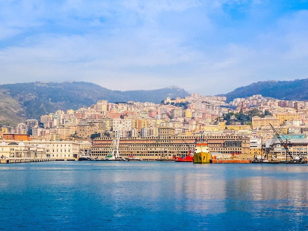 HDR View of Genoa Italy from the sea